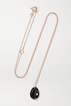 Cauri N°2 9-karat Rose Gold, Onyx And Diamond Necklace - Black