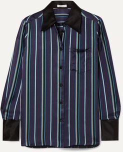 Little Prince Striped Satin Shirt - Navy