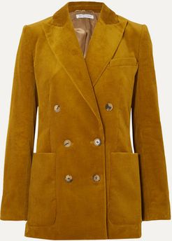 Bianca Double-breasted Cotton-corduroy Blazer - Mustard