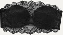 Self-adhesive Backless Strapless Lace Bra - Black