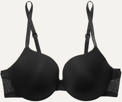 Sculpted Demi Lightly Lined Plunge Push-up Stretch-jersey And Mesh Underwired Bra - Black