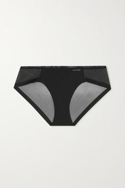 Sculpted Stretch-jersey And Mesh Briefs - Black