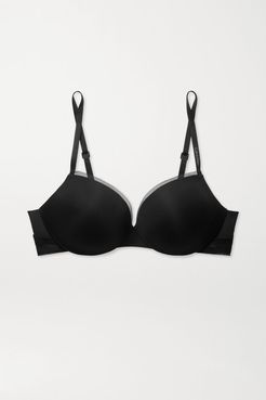 Sculpted Demi Lift Stretch-jersey And Mesh Underwired Bra - Black