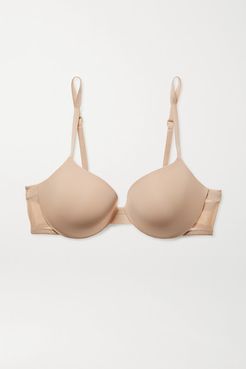 Sculpted Demi Lightly Lined Plunge Push-up Stretch-jersey And Mesh Underwired Bra - Beige