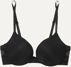 Sculpted Plunge Push-up Stretch-jersey And Mesh Underwired Bra - Black