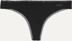 Sculpted Stretch-jersey And Mesh Thong - Black