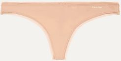 Sculpted Stretch-jersey And Mesh Thong - Beige