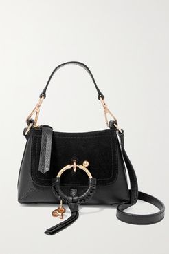 Joan Mini Suede-paneled Textured-leather Shoulder Bag - Black