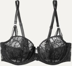 Segur Satin-trimmed Lace And Tulle Underwired Bra - Black