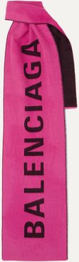 Intarsia Wool Scarf - Pink