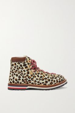 Blanche Shearling-lined Calf Hair Ankle Boots - Leopard print