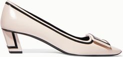 Belle Vivier Graphic Patent-trimmed Leather Pumps - Off-white