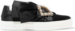 Sneaky Viv Crystal-embellished Satin Slip-on Sneakers - Black
