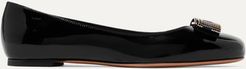 Varina Studded Bow-embellished Patent-leather Ballet Flats - Black