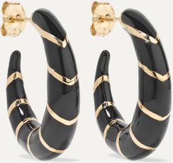 Petite Stripes 14-karat Gold And Enamel Hoop Earrings