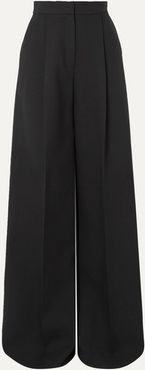 Pleated Crepe Wide-leg Pants - Black