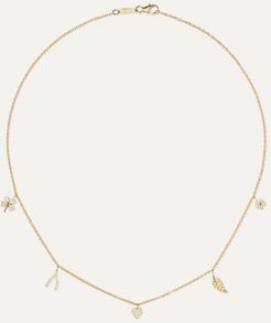 Mini Charm 18-karat Gold Diamond Necklace