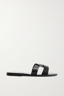 Desmos Cutout Leather Slides - Black