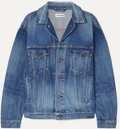 Oversized Printed Denim Jacket - Mid denim