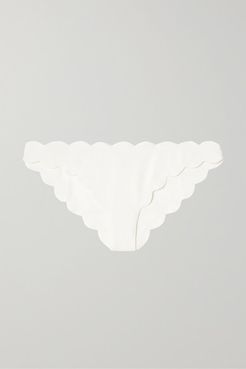 Antibes Scalloped Stretch-crepe Bikini Briefs - White