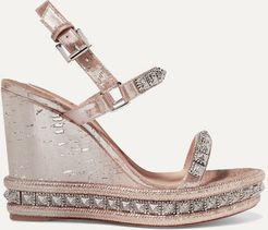 Pyradiams 110 Spiked Lamé Wedge Sandals - Silver