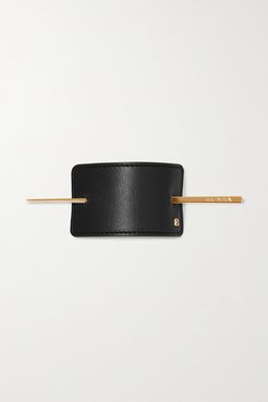 Gold-tone And Leather Hairclip - Black