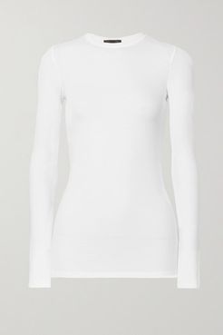 Ribbed Stretch-micro Modal Top - White