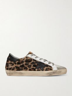 Superstar Distressed Leopard-print Calf Hair, Leather And Suede Sneakers - Leopard print