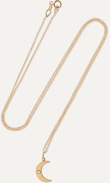 Crescent Moon 18-karat Gold Diamond Necklace