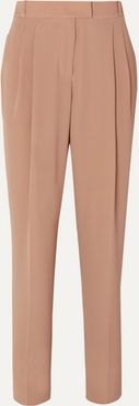 Crepe High-rise Slim-leg Pants - Taupe