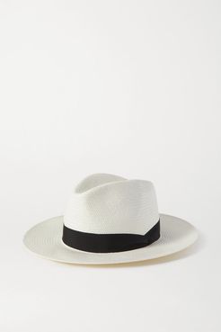 Grosgrain-trimmed Straw Panama Hat - White
