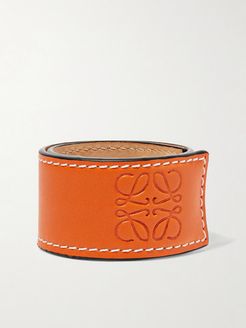 Logo-embossed Leather Bracelet - Orange
