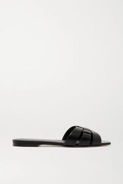 Nu Pieds Woven Leather Slides - Black