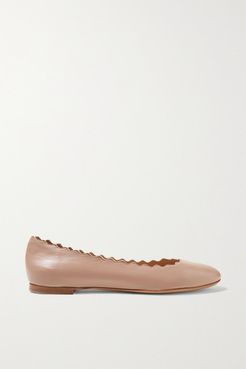 Lauren Scalloped Leather Ballet Flats - Pink