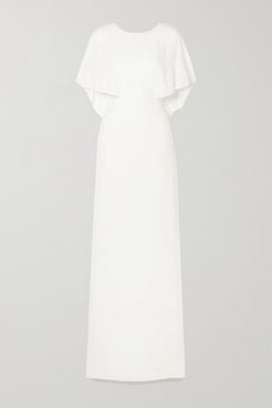 Cape-effect Crepe De Chine Gown - Off-white