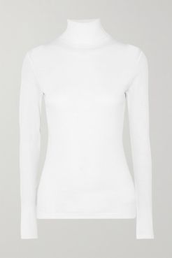 Kaye Ribbed Organic Cotton-jersey Turtleneck Top - White