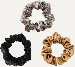 Set Of Three Large Silk Hair Ties - Black