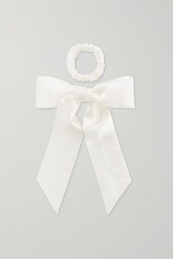 Silk Ribbon And Hair Tie Set - White