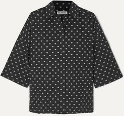 Vareuse Oversized Printed Cotton-poplin Shirt - Black