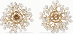 Dewdrop Gold-plated Crystal Earrings - White