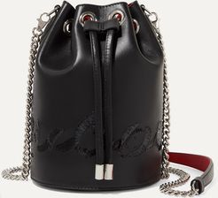 Marie Jane Embellished Leather Bucket Bag - Black
