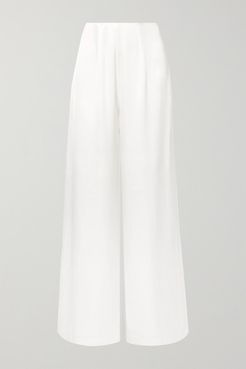 The Coco Satin Wide-leg Pants - Ivory
