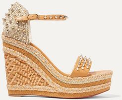 Madmonica 120 Spiked Raffia And Leather Espadrille Wedge Sandals