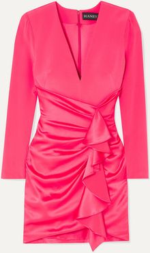 Lilly Ruffled Silk-crepe And Satin Mini Dress - Bright pink