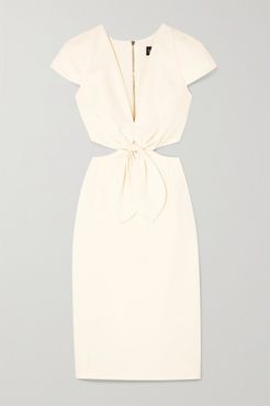 Phoebe Knotted Cutout Crepe Dress - Ivory