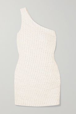 Tinsley One-shoulder Metallic Silk-blend Organza Mini Dress - Ivory