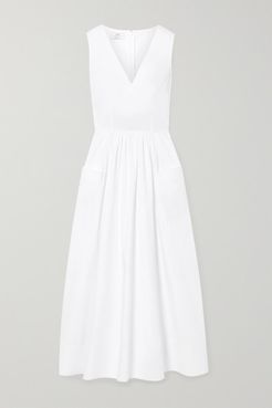 Cotton-poplin Midi Dress - White