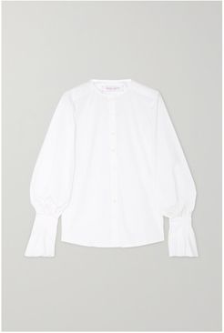 Ruffled Cotton-blend Poplin Shirt - White