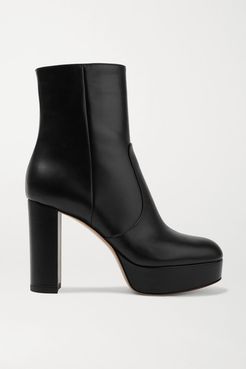 100 Leather Platform Ankle Boots - Black
