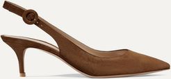Anna 55 Suede Slingback Pumps - Brown